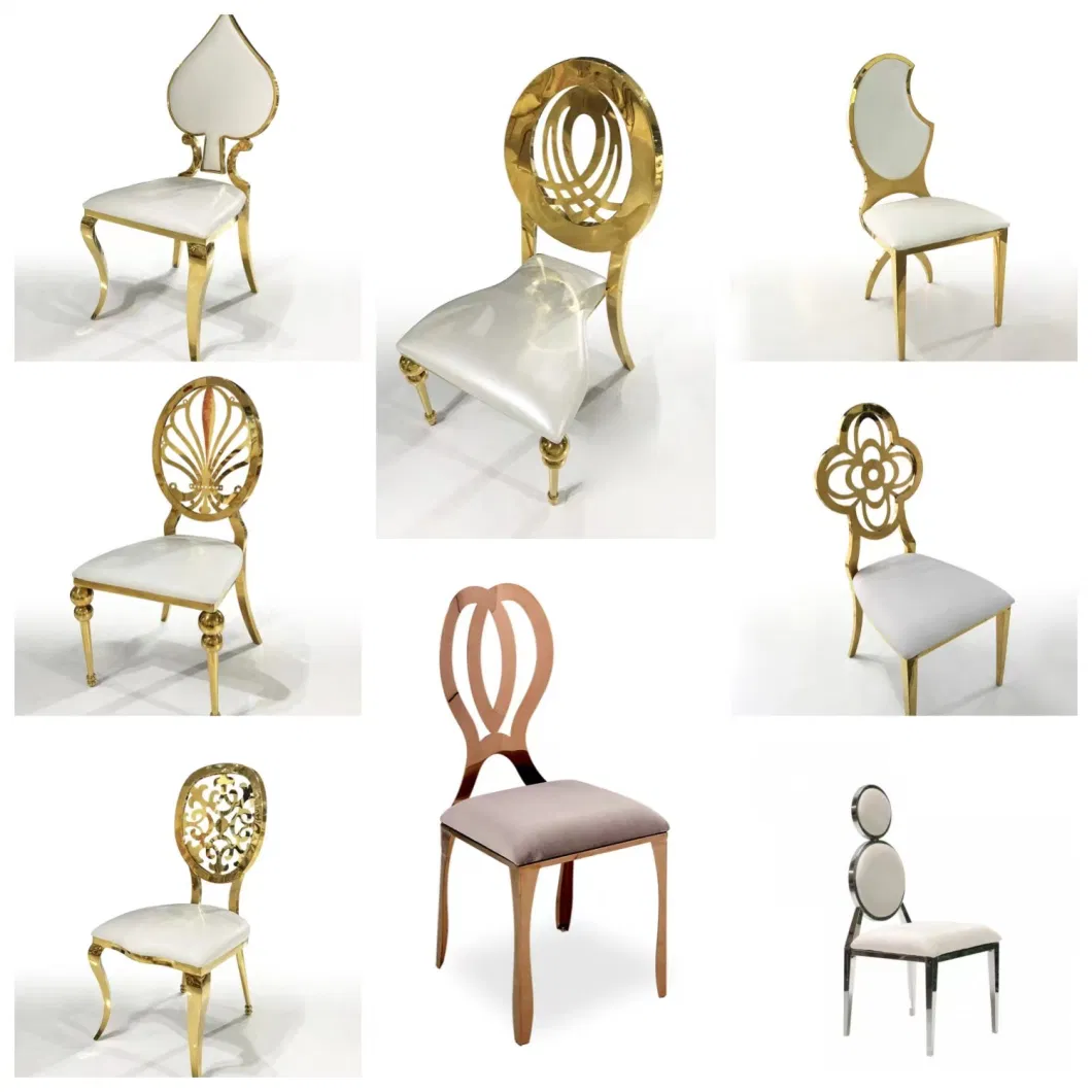 Phoenix Gold Stainless Steel Back Carved Exquisite Design European White Leather Chair