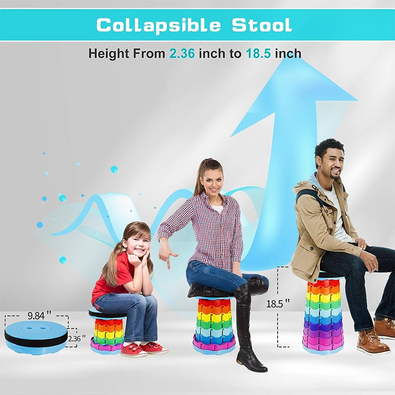 Outdoor Height Adjustable Folding Camping Stool Portable Collapsible Retractable Telescopic Folding Stools