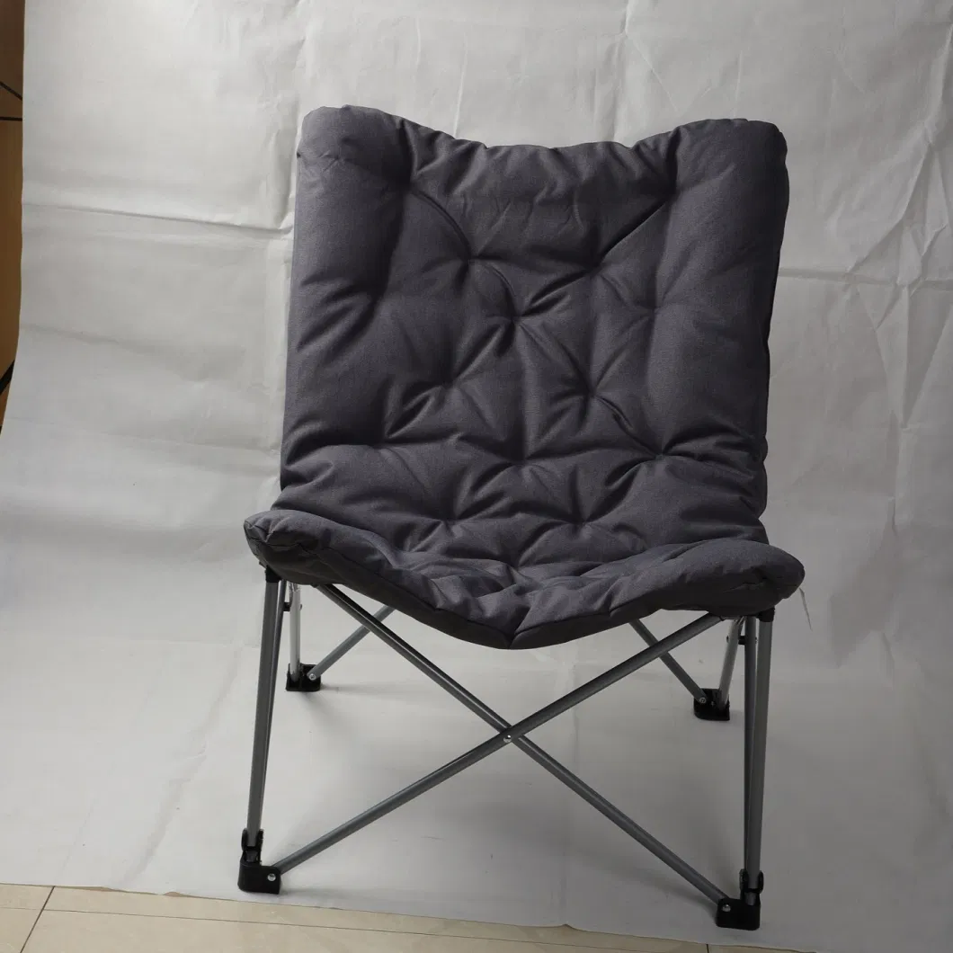 Metal Frame Lounge Furniture Soft Wide Seat Folding Saucer Padded Camping Chair