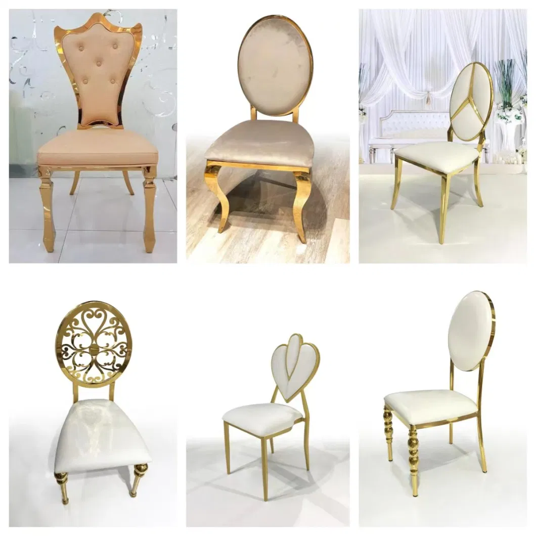 Phoenix Gold Stainless Steel Back Carved Exquisite Design European White Leather Chair