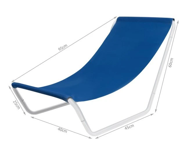 Metal Deckchair Low Seat Sun Lounger Camping Recliner Compact Beach Chair with Carry Bag