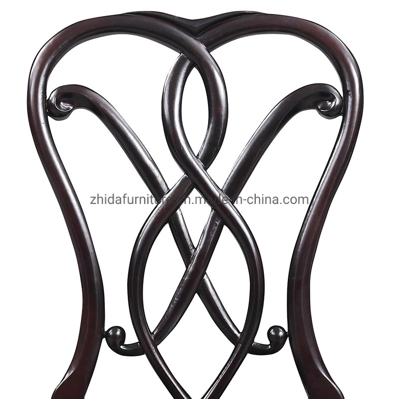 Flower Pattern Back Solid Wood Walnut Black Home Dining Chair