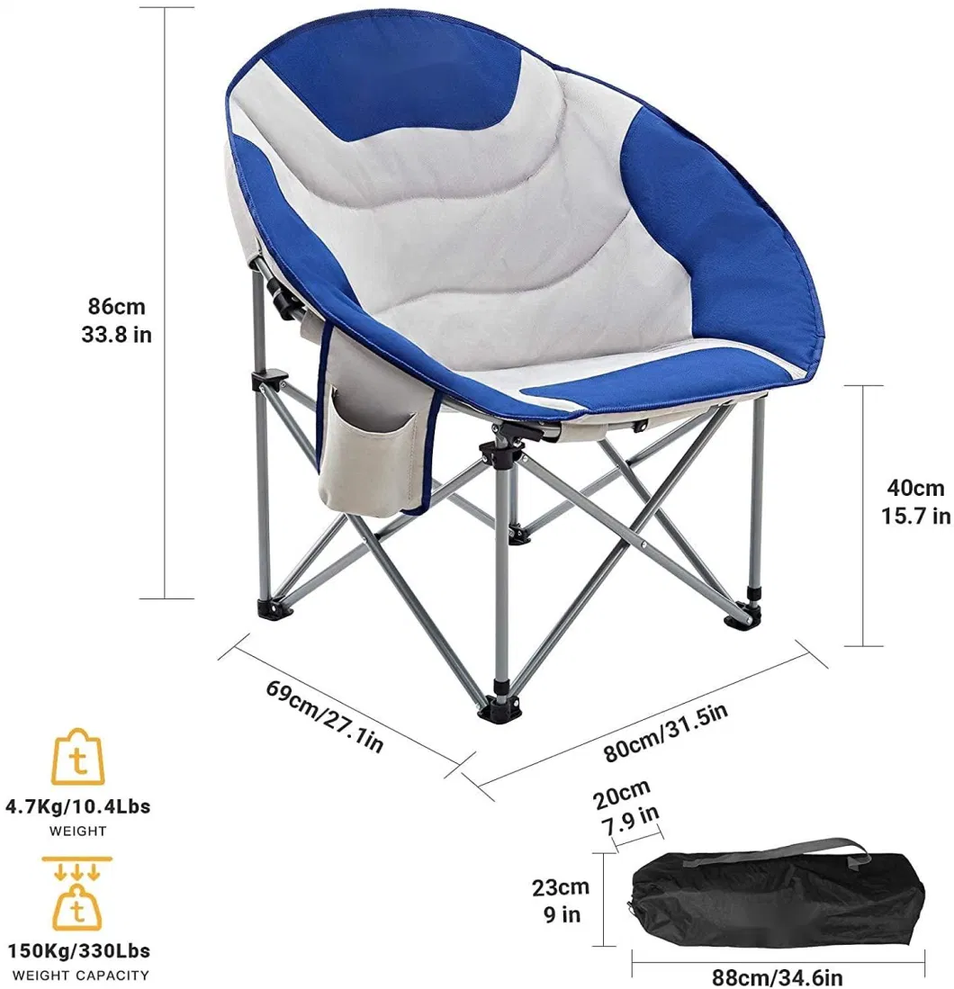 Moon Saucer Camping Large Padded Folding Portable Heavy Duty Comfy Beach Chair