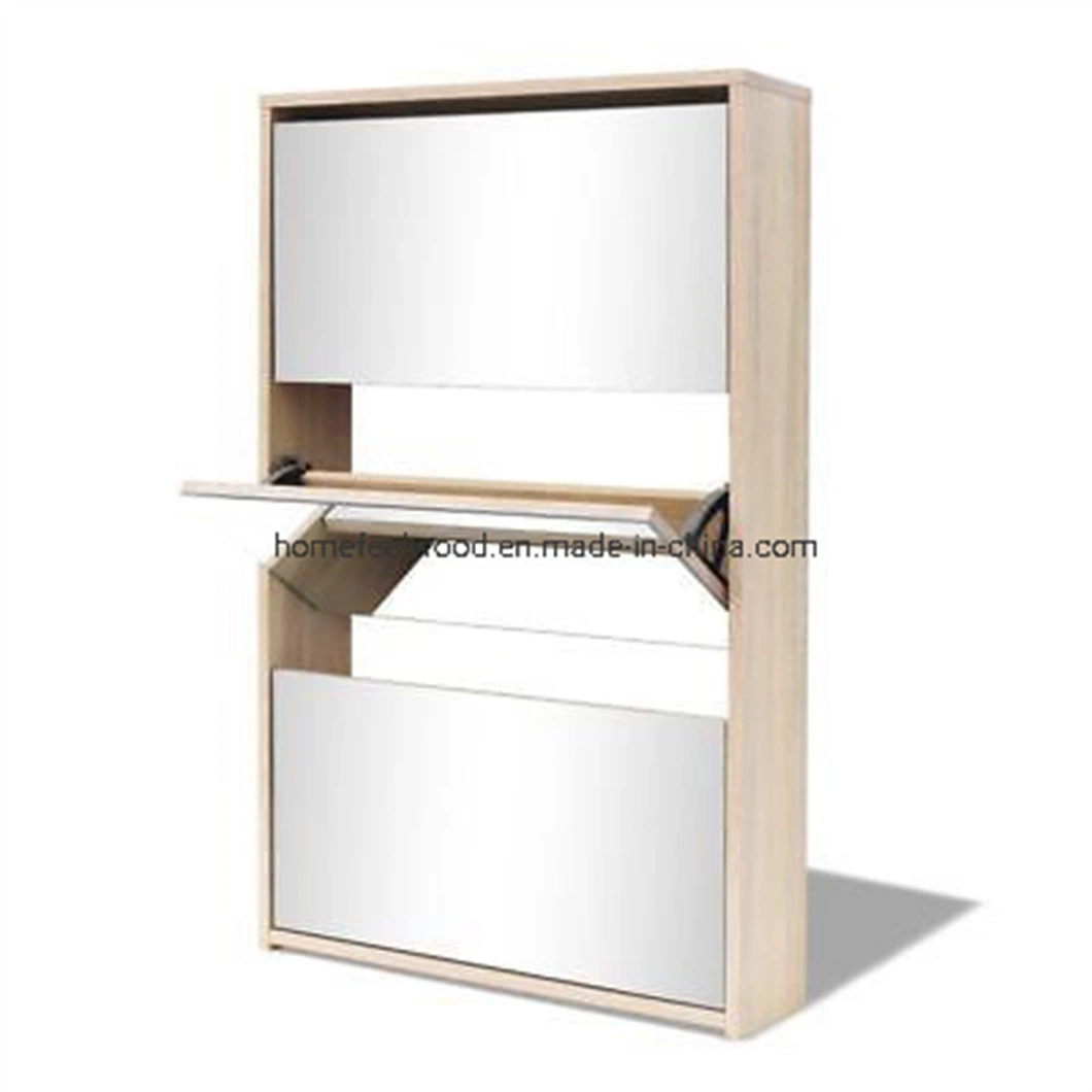 Morden Home Furniture 3 Layer Mirror Shoe Storage Organiser Cabinet (HF-EB316)