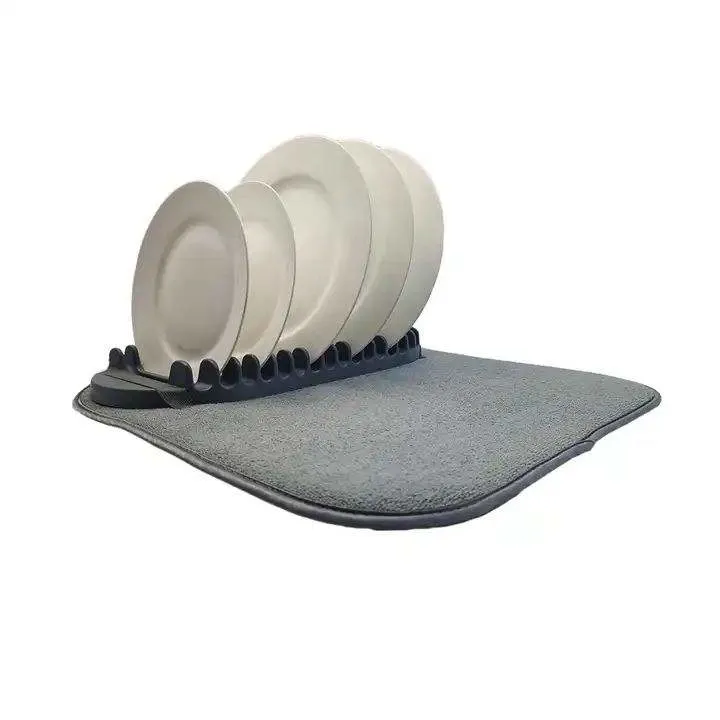 Collapsible Anti-Slip Heat Resistant Microfiber Dish Drying Rack Mat for Kitchen