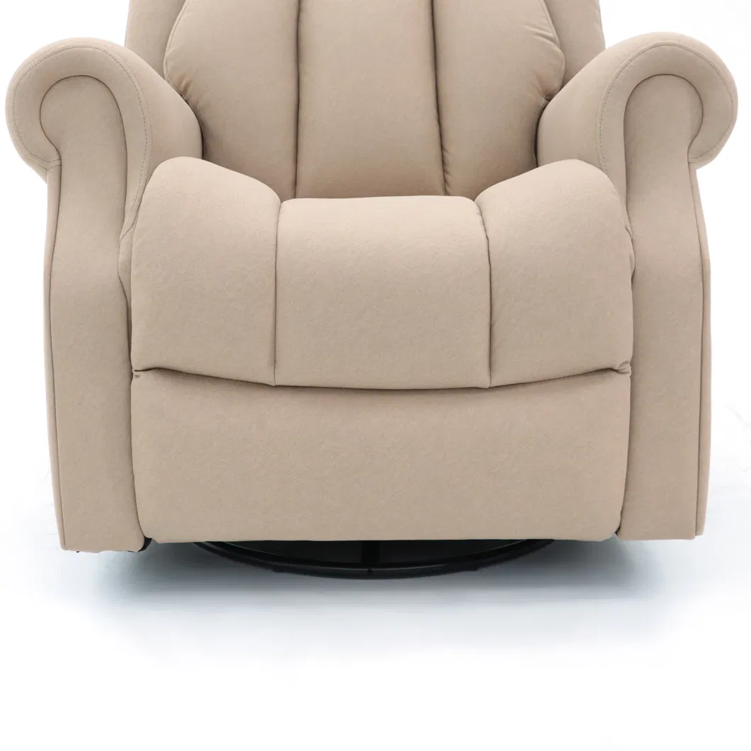 Geeksofa Modern Microfiber Fabric Manual Recliner Chair with Rocking and Swivel for Living Room Furniture