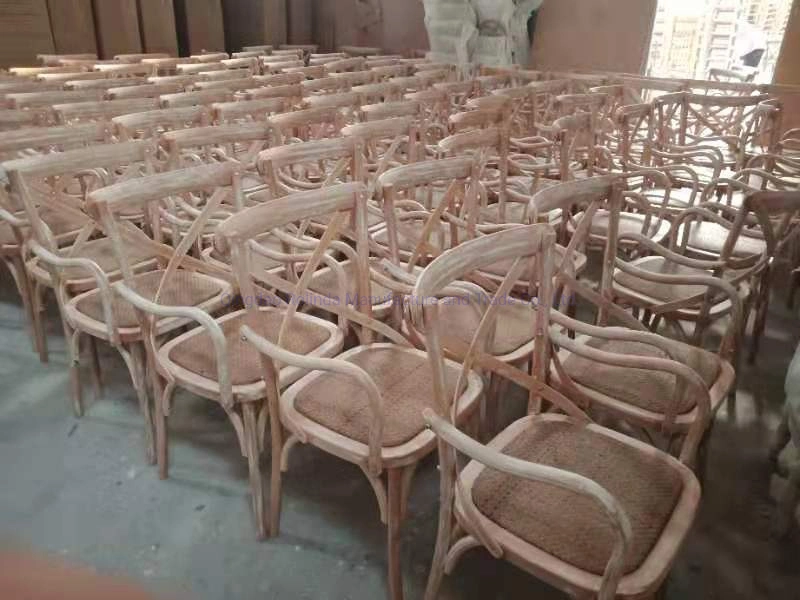 Wholesale Tuscan Bent Wooden X Back Vineyard Cross Back Arm Chair Oak Beech Wood X Back Chairs Armrest