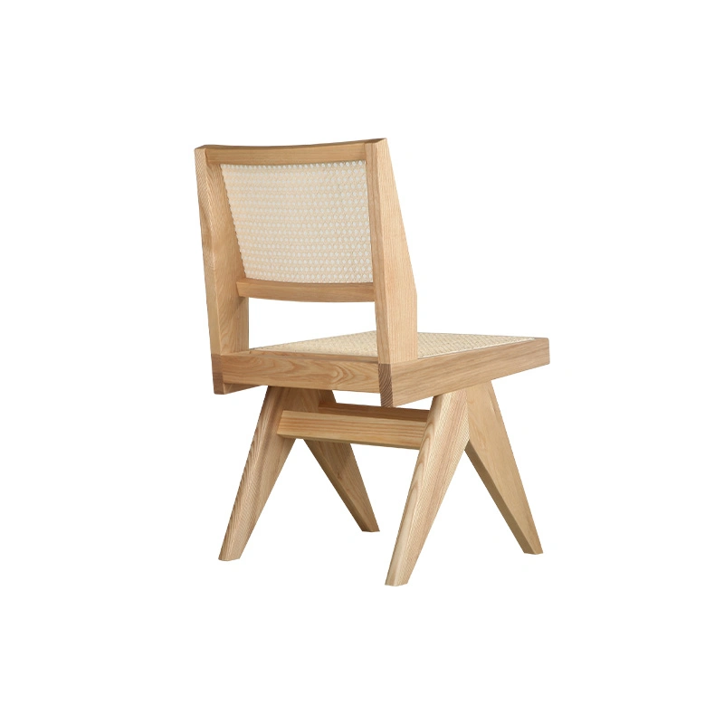 Wabi-Sabi Rattan Chair White Wax Wood Home Chandi Dining Chair