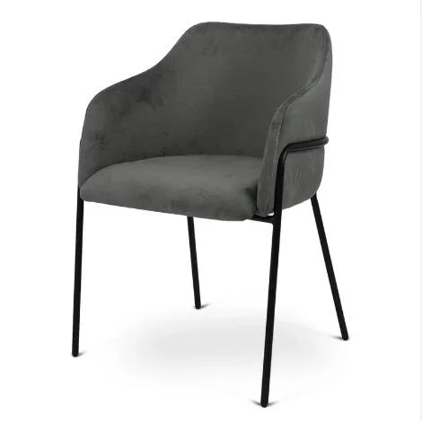 Contemporary Light Gray Fabric Comfortable Modern Velvet Fabric Dining Chair(ZG23-078)