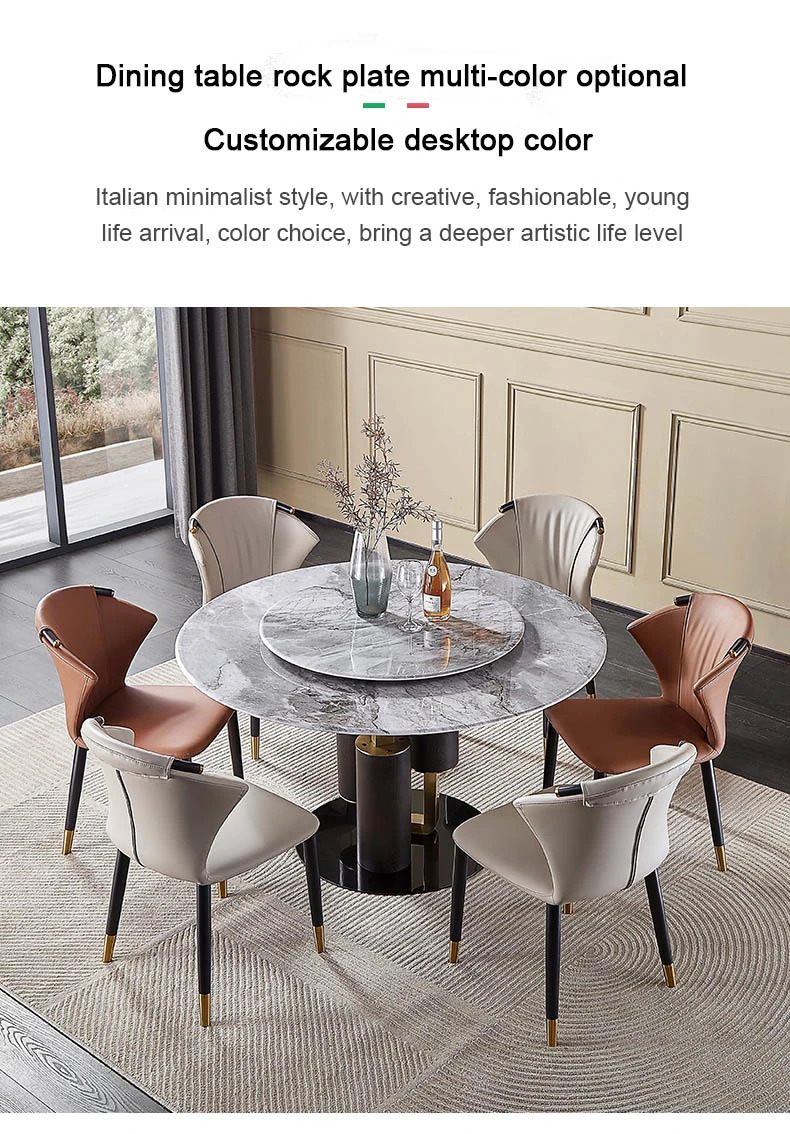 Rock/Marble Round Household Dining Table and Chair Set