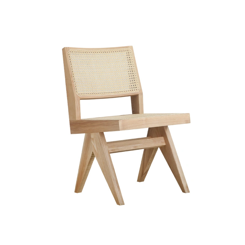 Wabi-Sabi Rattan Chair White Wax Wood Home Chandi Dining Chair