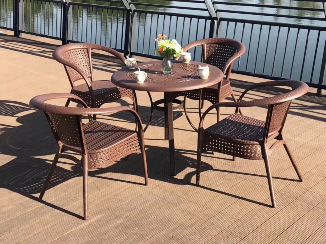 Outdoor Furniture Combination Court Outdoor Tea Tables and Chairs Imitated Cane Small Tea Table Balcony Garden Leisure Chairs and Tables