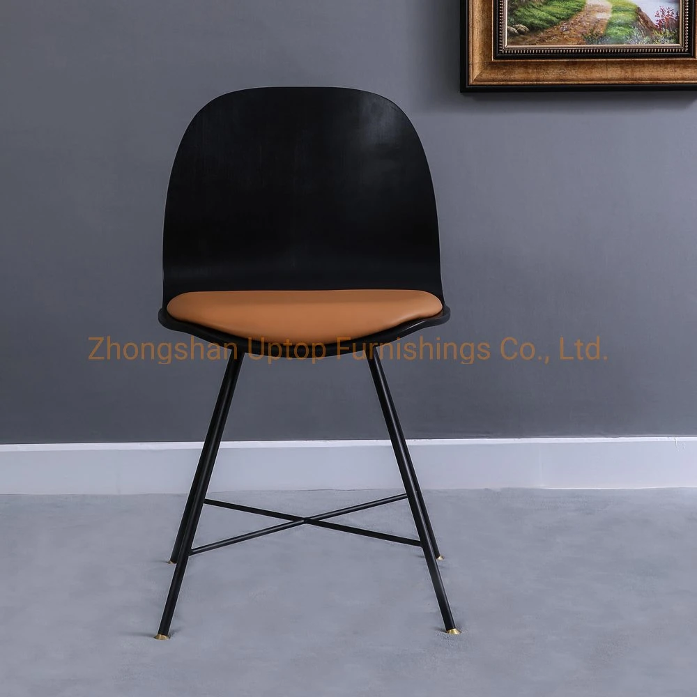 High Quality Custom Made Bent Plywood Seat Steel Dining Chair for Hotel
