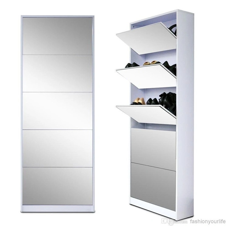 High Large Shoe Cabinet with Mirror