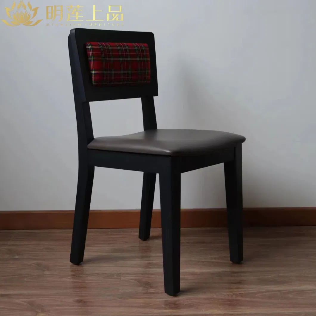 Modern Design Black Solid Wood Fabric Upholstered Restaurant Furniture Fast Food Furniture Dining Room Furniture Cafe Furniture Wooden Chair