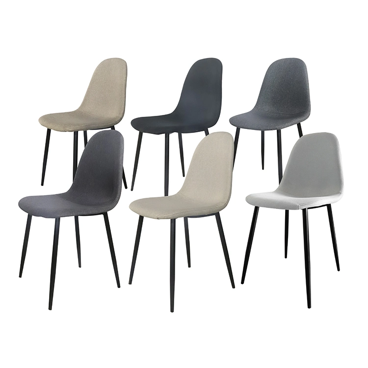 Wholesale Dining Room Furniture Heat Transfer Iron Legs Simple Design Gray Fabric Dining Chair