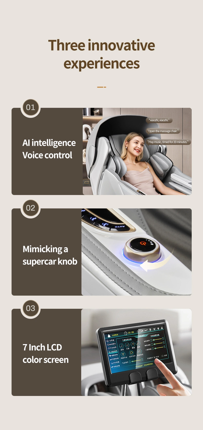 Air Pressure Multifunctional Sillon Masajeador Comercial Ai Voice Control 4D Thai Stretch Rocking Massage Chair