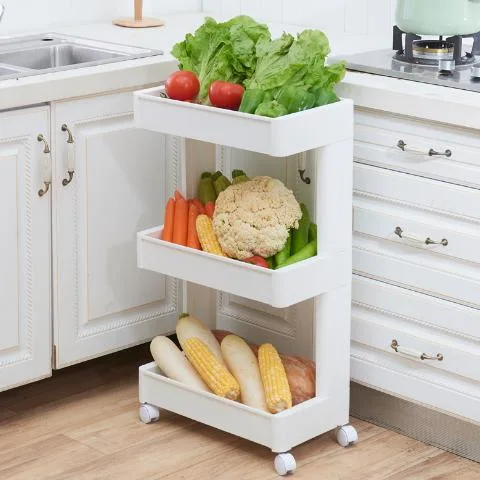 Mobile Shelving Unit Slim Slide-out Storage Tower Pantry Shelves Cabinet