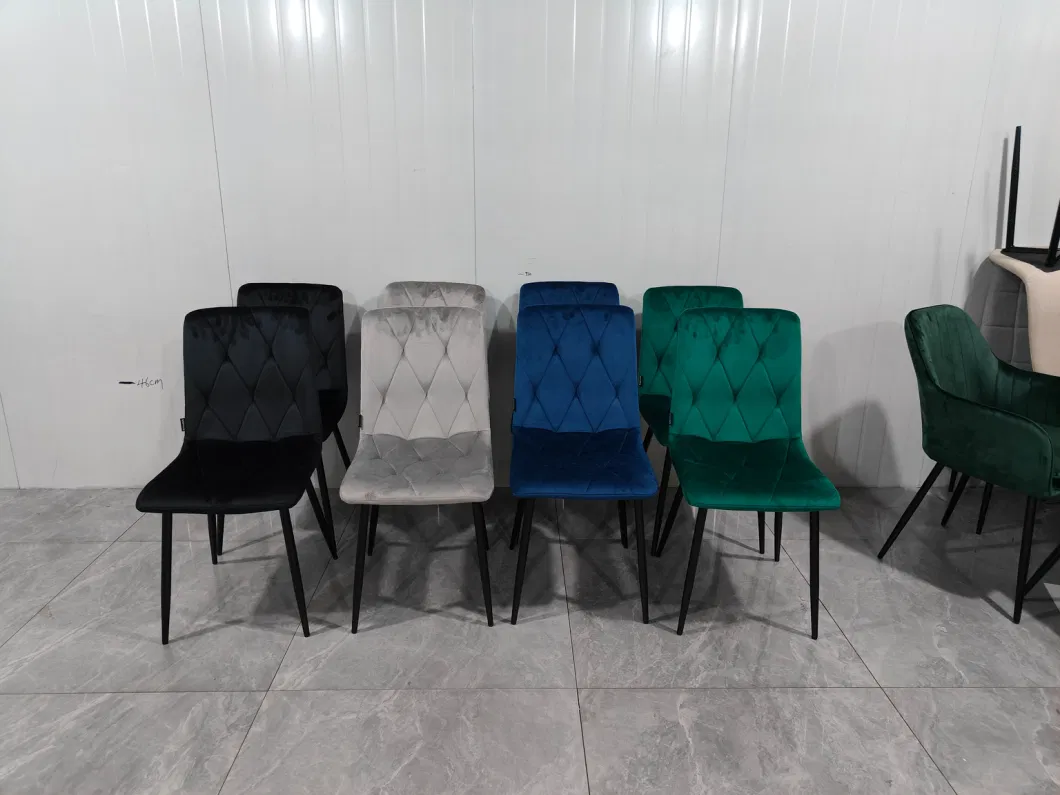 Nordic Modern Velvet Colorful Dining Room Chairs with Metal Legs for Dinning Room and Restaurant