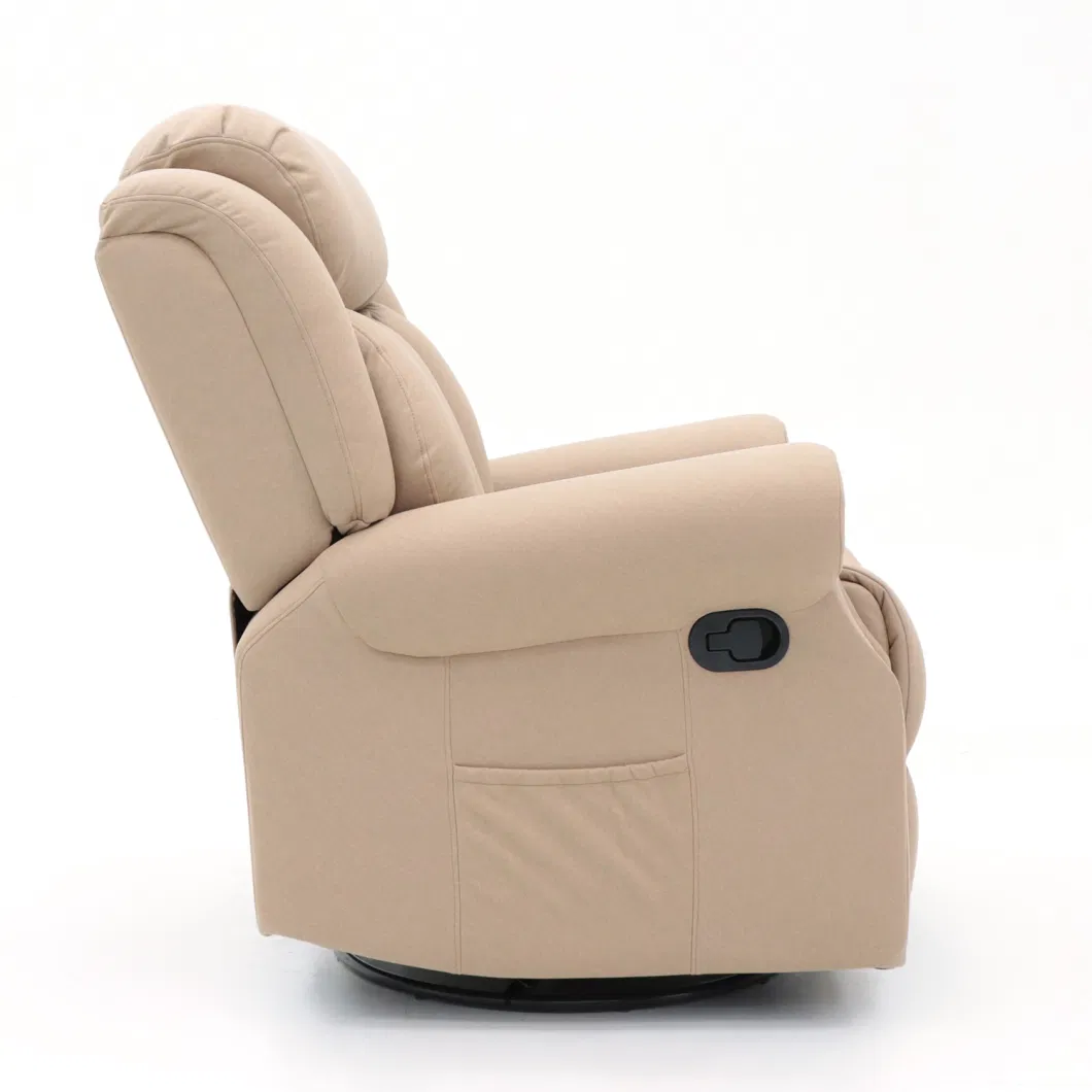 Geeksofa Modern Microfiber Fabric Manual Recliner Chair with Rocking and Swivel for Living Room Furniture