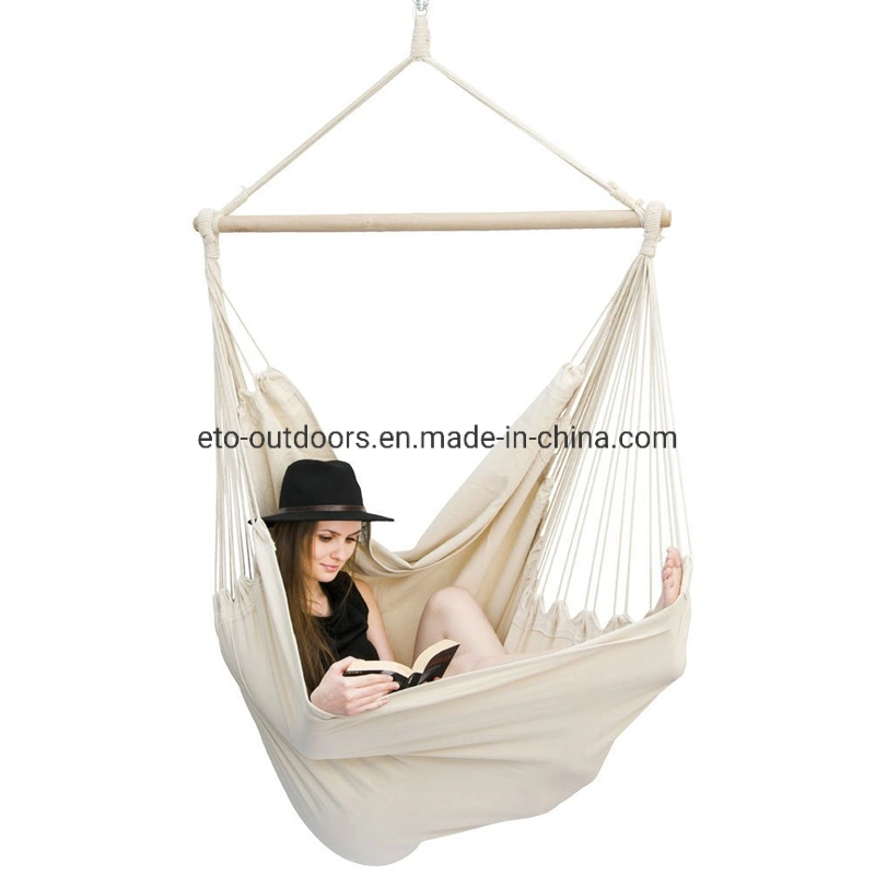 Hammock Chair Hanging Swing Seat Cotton Weave for Outdoor Garden Patio Porch