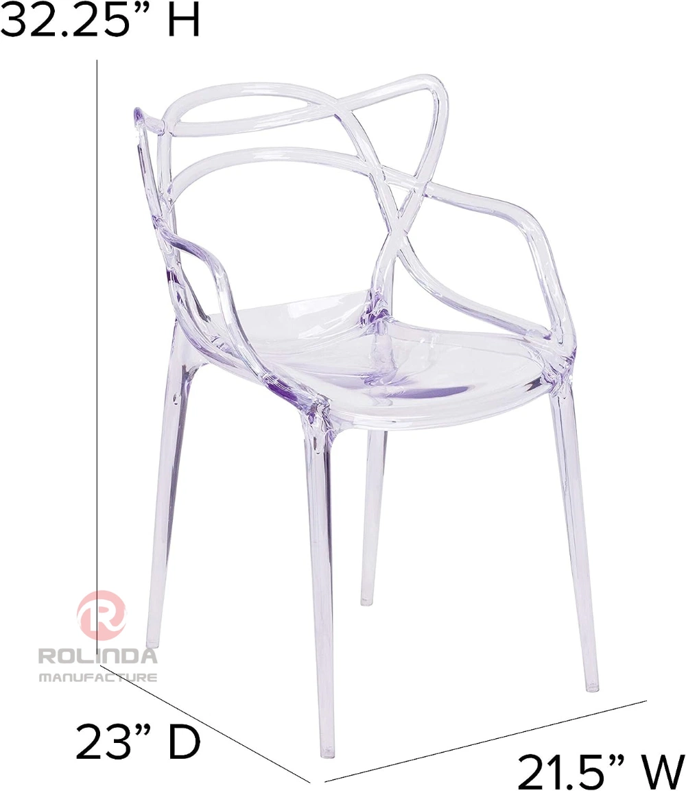 Hot Selling Acrylic Chair Dining Wedding Banquet Rental Plastic Beach Chair Transparent Fluid Style Stacking Side Chair