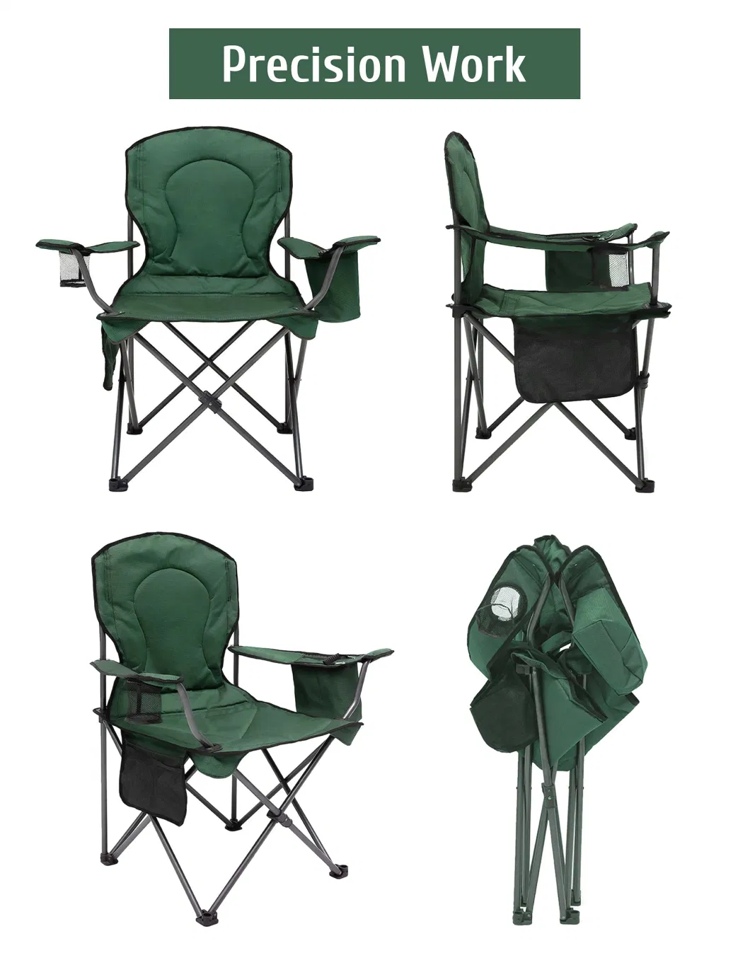 Portable Camping Chair Folding Heavy Duty Oversized Outdoor Large Chair Upholstered Support 300 Lbs