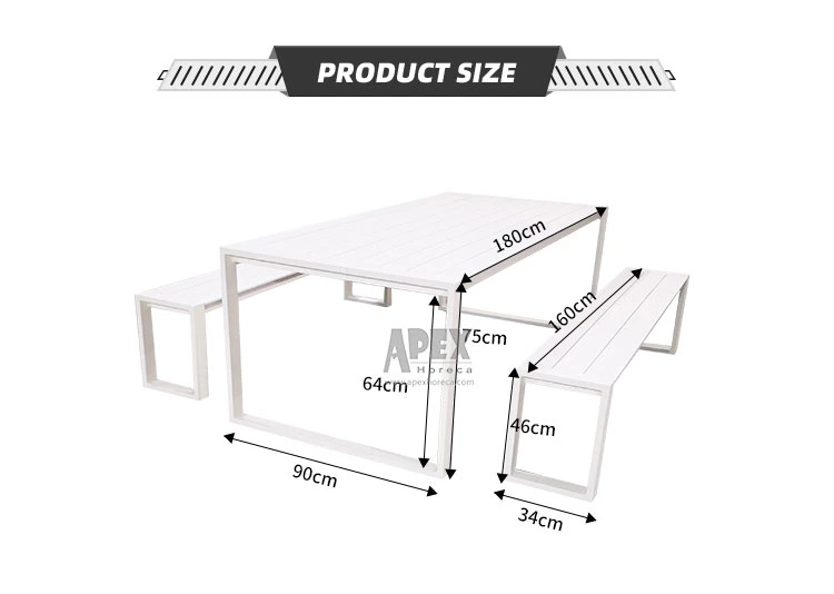 Outdoor Garden Picnic Aluminum Frame Post and Rail Table