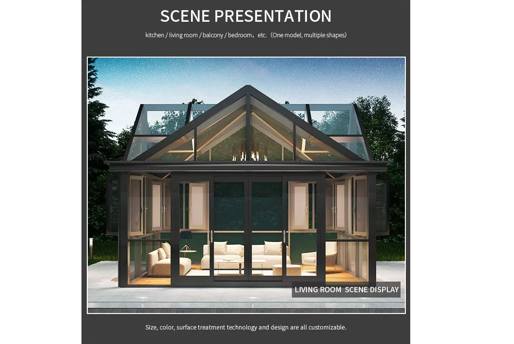 Luxury Conservatory Outdoor Sunrooms Prefab House Sunroom Aluminium Glass Solarium