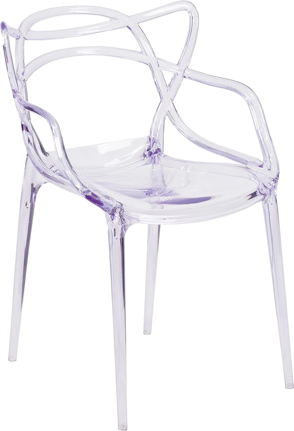 Hot Selling Acrylic Chair Dining Wedding Banquet Rental Plastic Beach Chair Transparent Fluid Style Stacking Side Chair