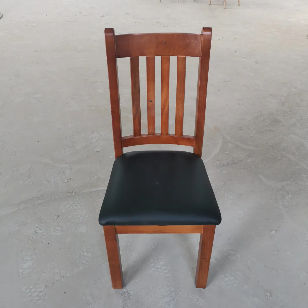 Solid Wood Frame Leather Seat Chair Dining Chair