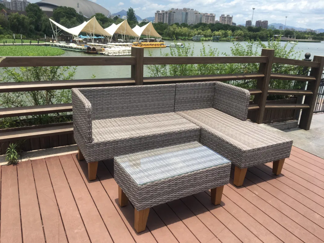 Patio Furniture Set Outdoor 3 Piece Wicker Corner Sofa Set