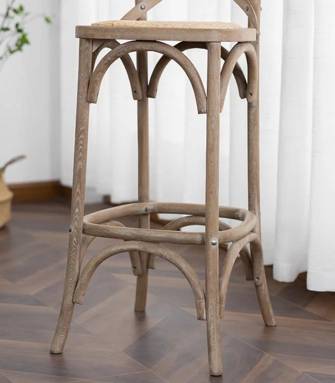 Wholesale Modern Hot Selling Wood Cross Back Bar Rattan Chair (ZG25-002)