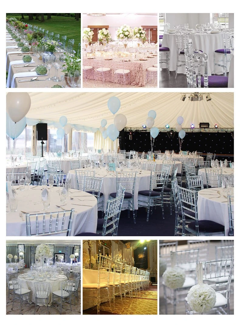 Wholesale Clear Acrylic Crystal Resin Event Tiffany Chiavari Chair Transparent Plastic Dining Chair for Weddings and Banquet