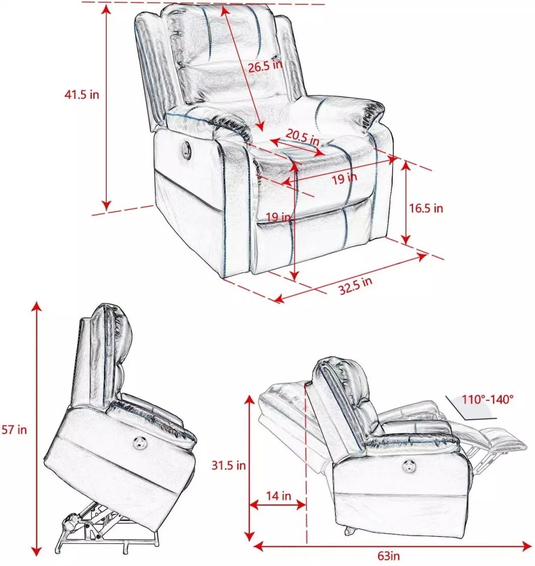 Electric Recliner Massage Chair Luxury Electric Recliner Lift Chair for Living Room