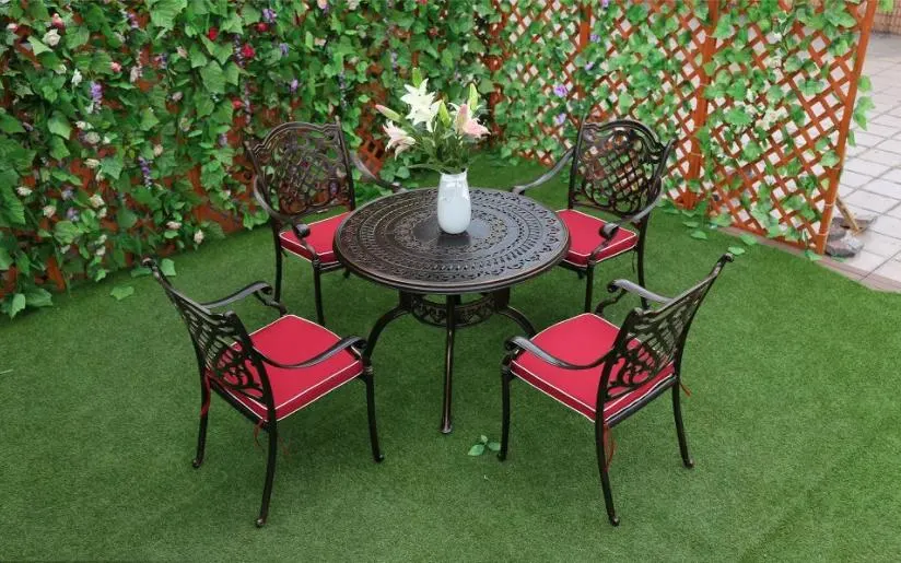 Outdoor Patio Garden New Restaurant Metal Dining Outdoor Furniture Cast Aluminum Table and Chair Set