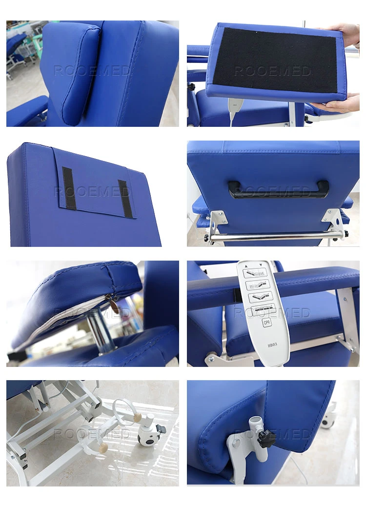 Double-Layer Armrest Three-Function Electric Adjustable Reclining Patient Blood Collection Donor Dialysis Hemodialysis Chair with CPR