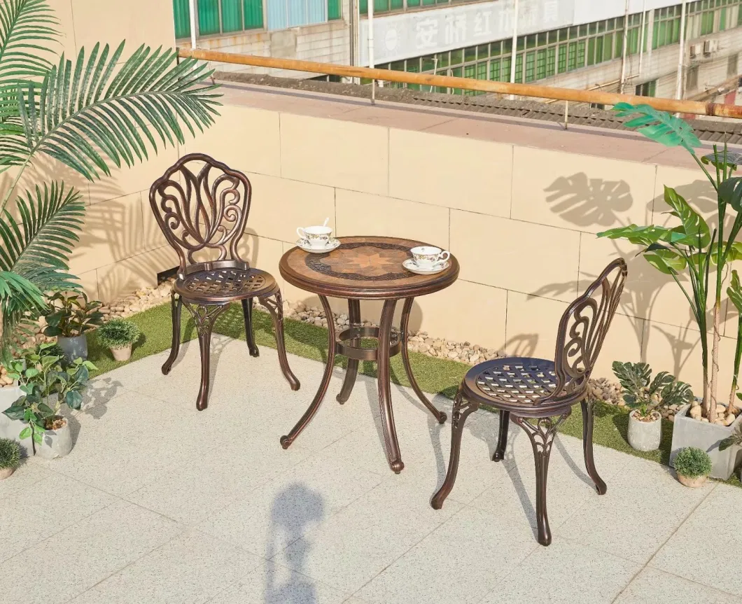 Outdoor Cast Aluminum Round Table Chair Combination Courtyard Leisure Balcony Garden Simple Furniture