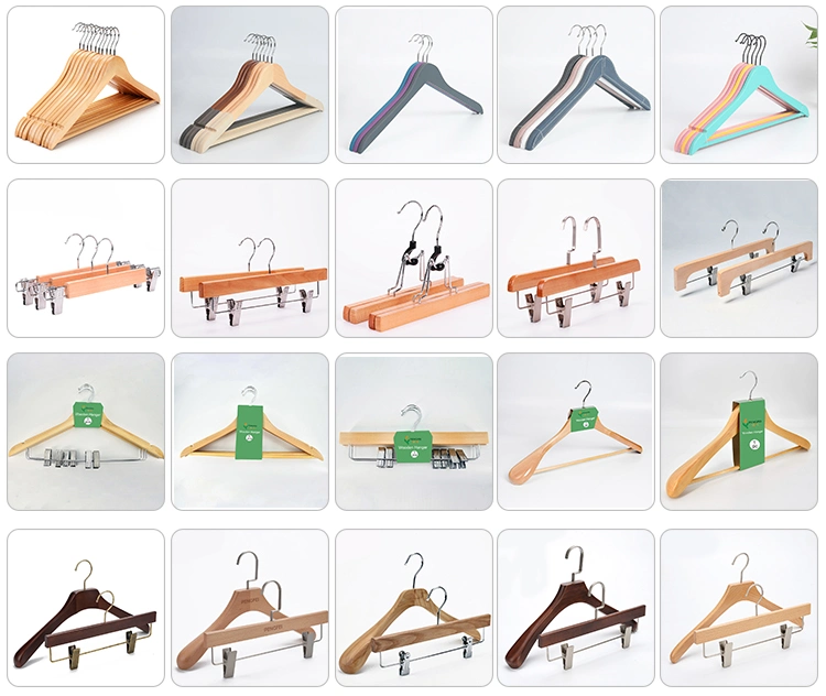 Hotel Luxury Wooden Hangers Pant &amp; Skirt Clip Hanger Trousers Rack