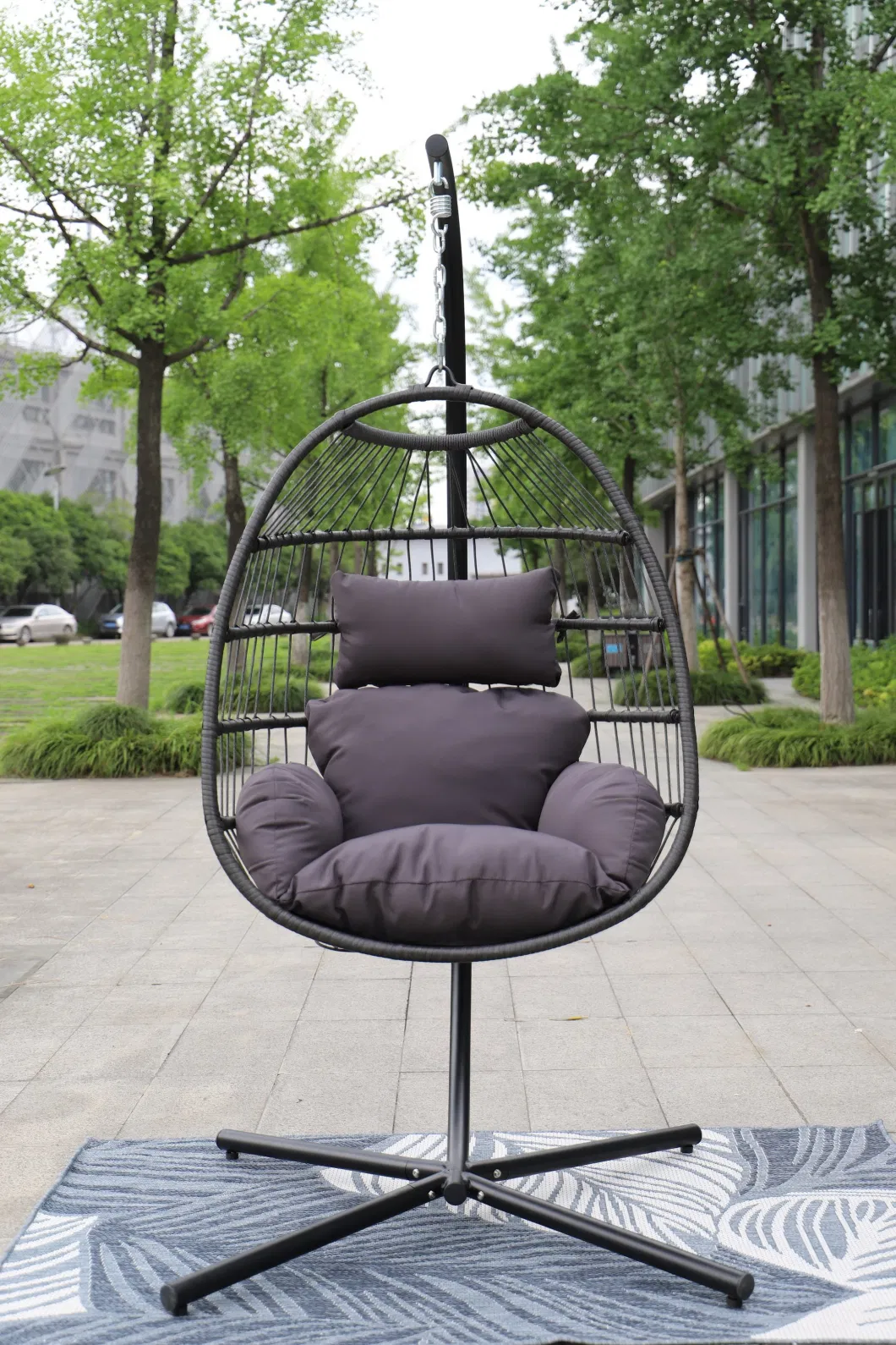 Outdoor Indoor Garden Furniture Patio Set Balcony Steel Rattan Egg Swing Outdoor Chairs