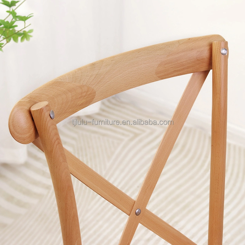 Wholesale Modern Solid Wood Chair X Cross Back Banquet Chair with Rattan Cushion for Wedding Restaurant Outdoor Chair