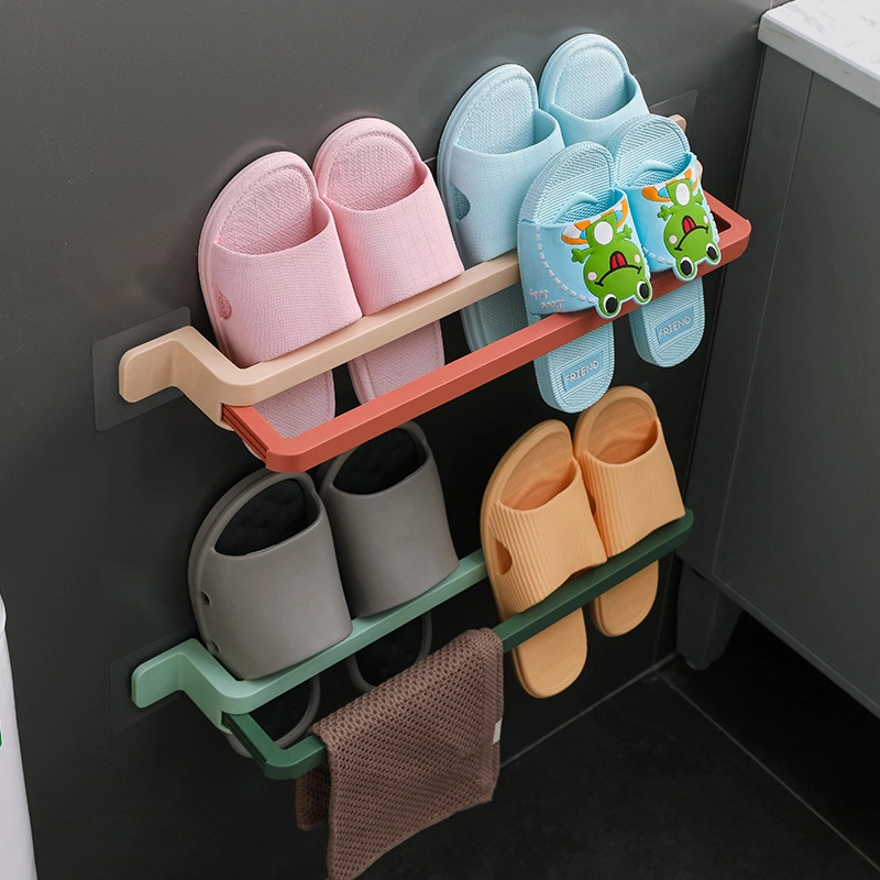 Wall Mounted Shoe Racks Storage Rack Double Layers Towel Holder Pot Lid Holder