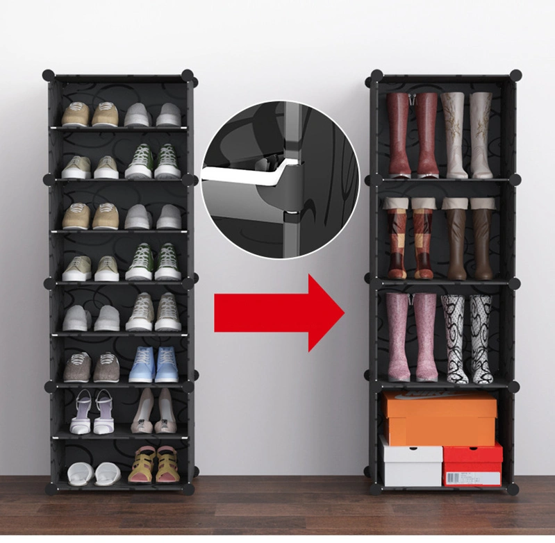 Rack Storage for with Wooden Bambo 4 Tier Boutique Chair Display Kids Japanese Zips Black 10 Layer Mechanism Small Shoe Cabinet