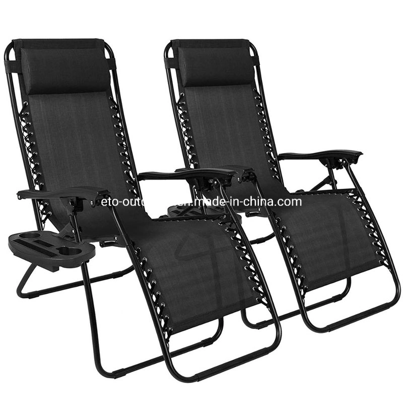 Foldable Zero Gravity Chair Outdoor Leisure Reclining Sun Lounger Chair with Cup Holder for Garden Patio Outdoor