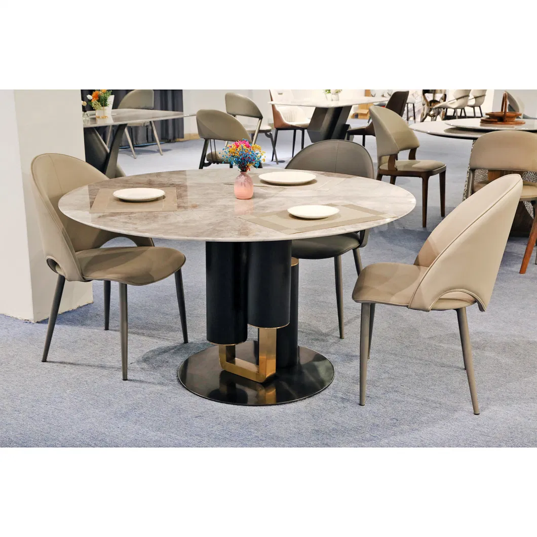 Rock/Marble Round Household Dining Table and Chair Set