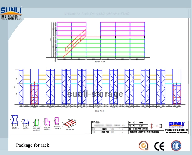 Warehouse Storage Steel Structure Mezzanine Floor with Shelf Rack