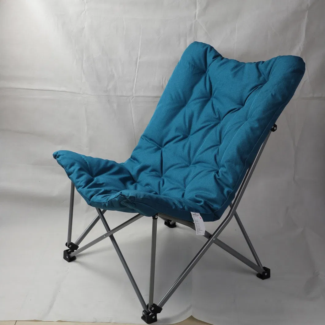 Metal Frame Lounge Furniture Soft Wide Seat Folding Saucer Padded Camping Chair