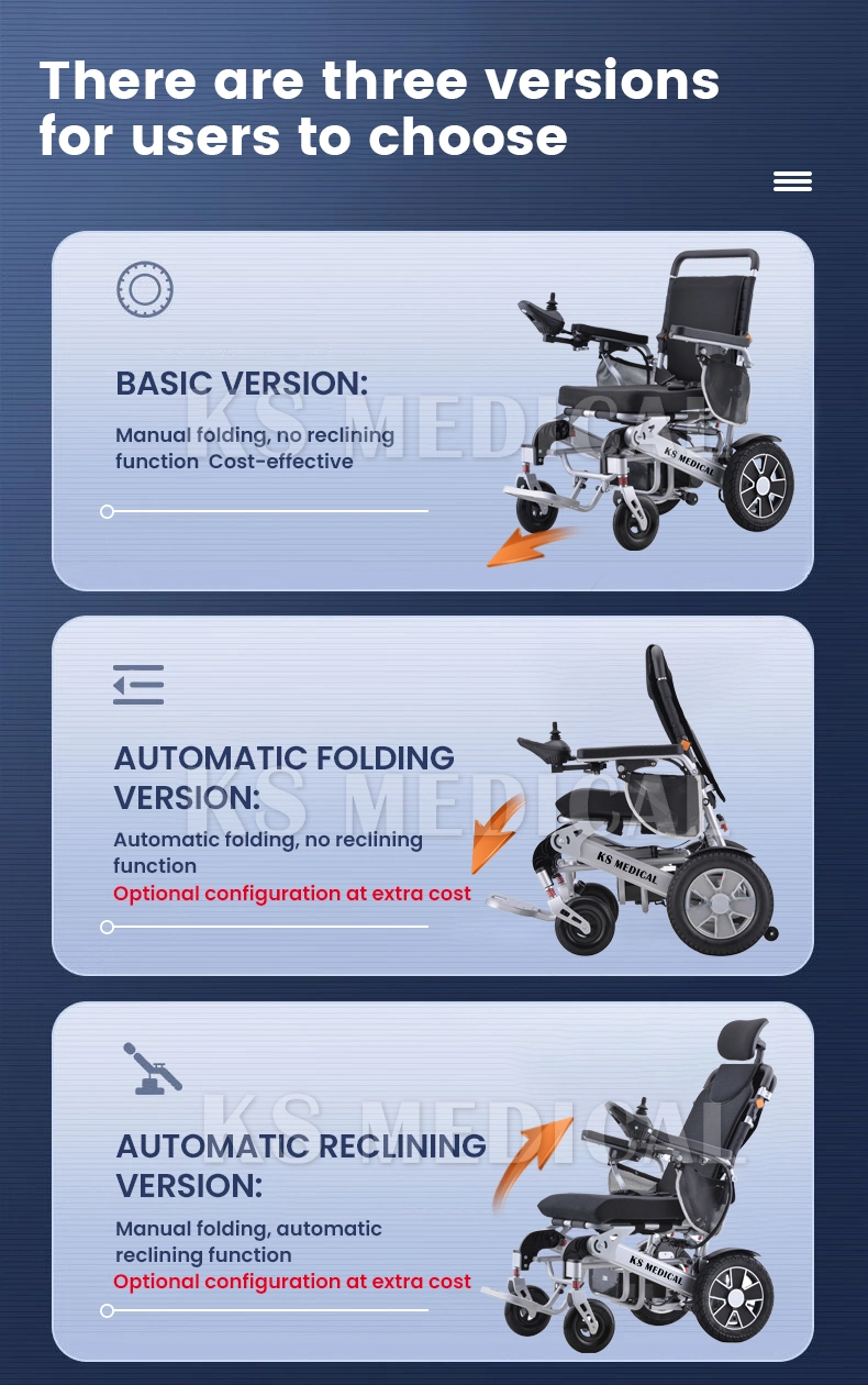 Ksm-606 Foldable Super Light Weight Power Chair Best Electric Transport Wheelchair Amazon Cheap Price