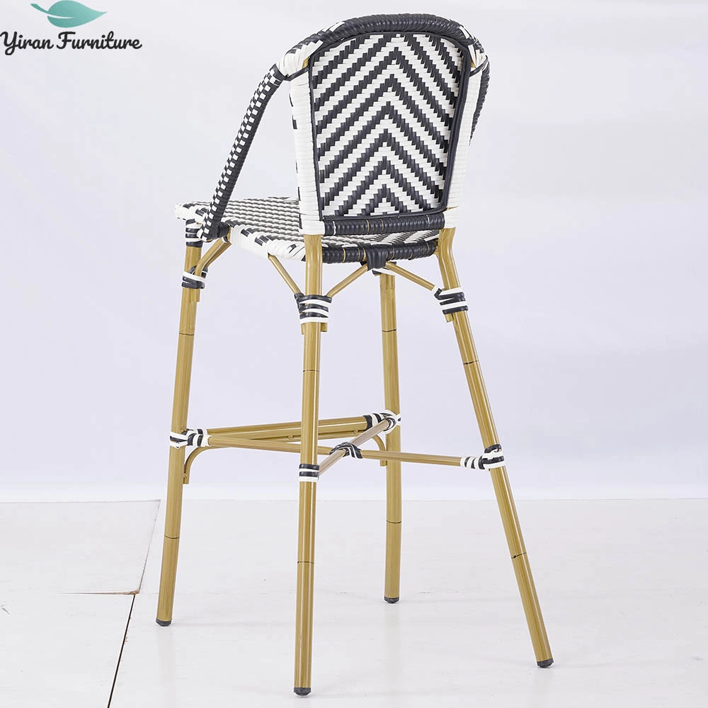 Modern Style Family Home Furniture Patio Series, Simple Black and White Woven Rattan Bar Chair