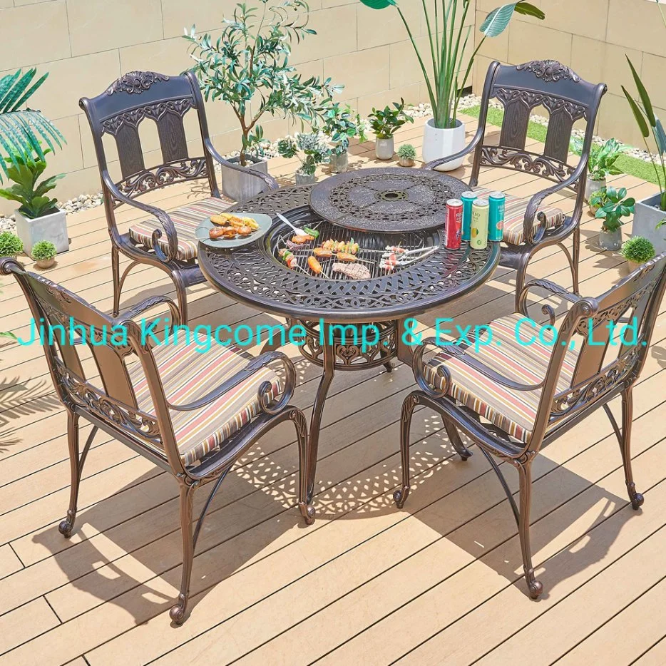 Zi-Ming China Style Dining Chair / Outdoor / Cast Aluminum Patio Chair with Armrests